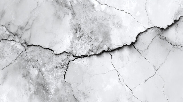 A close-up view of a cracked marble surface with intricate vein patterns and textures