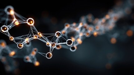 Blockchain data network concept with interconnected nodes, decentralized architecture, secure data exchange, digital ledger technology in futuristic style