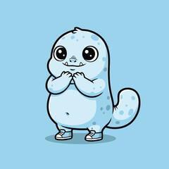 Cute Cartoon Monster with Big Eyes and Sneakers.