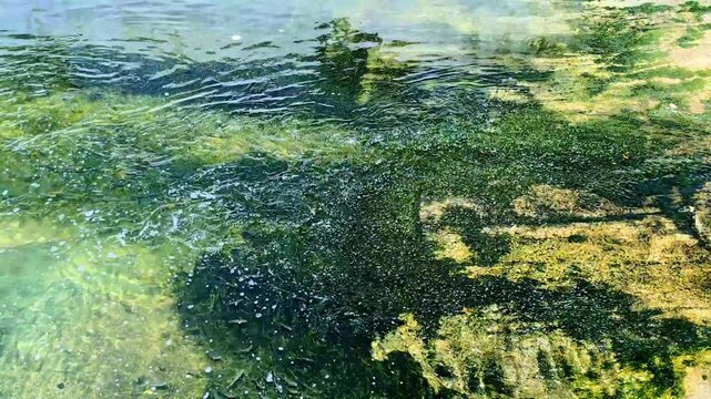 Apr&egrave;s avoir rencontr&eacute; les rochers de la c&ocirc;te, l'eau de la mer se retire.