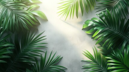 Obraz premium Tropical leaves frame a light-filled space