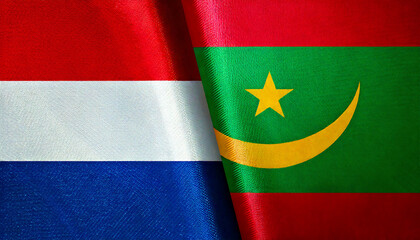 オランダの国旗とモーリタニアの国旗(Netherlands flag & Mauritania flag.)

