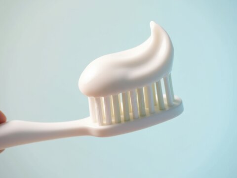 Pasta de dientes apretada sobre un cepillo de dientes. Textura detallada, iluminaci&oacute;n brillante del ba&ntilde;o