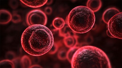 Close-up 3D Illustration of Red Blood Cells Flowing in Plasma
