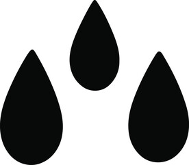 This graphic features three stylized water droplets in a sleek black silhouette. The simple design symbolizes purity, freshness, and the essential nature of water, making it suitable for use in enviro