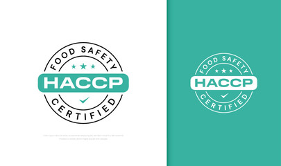 HACCP Food Safety Certification Label. HACCP Food Safety Standard Stamp Icon.
