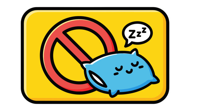 Prohibiting Sleep Icon: Cartoon Illustration Depicting Rest Restriction on a Vibrant Background