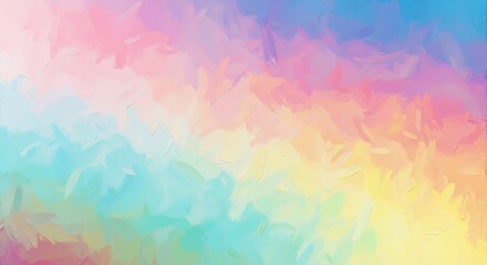 Abstract painted background with broad brushstrokes blending colorful pastel shades of pink, blue, yellow, and mint green creating a soft artistic texture.