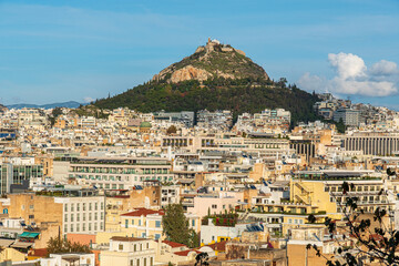 Mount Lycabettus, a Cretaceous limestone hill in the Greek capital Athens, Europe