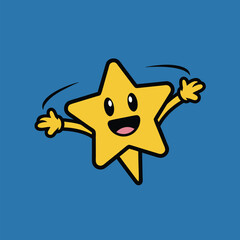 Happy star character with arms and smile.