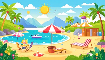 Tropical beach scene, vibrant colors (1)
