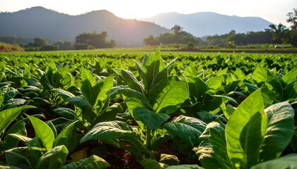 Tobacco plantation at sunrise