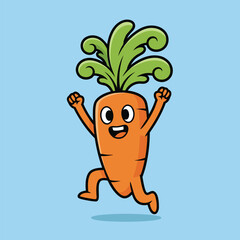 Joyful Carrot Character Running with Excitement.