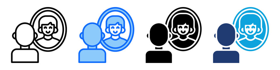 Naklejka premium Self Reflection Icon Set Multi Style Vector Illustration