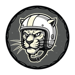 Panther biker with helmet vector illustration.