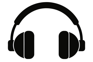 Headphone vector silhouette, earphone icon black symbol

