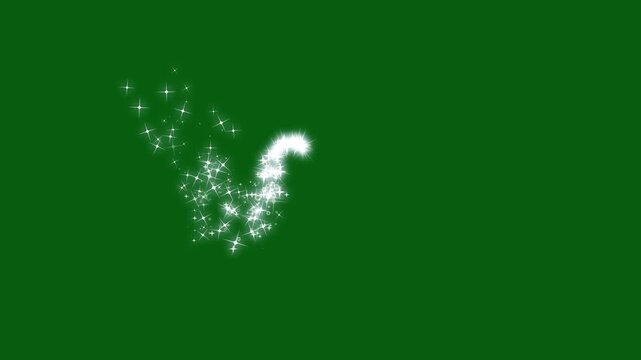 Glittering star line twinkle magic dust animation with luxury white glitter sparkles star trail, glowing doodle stars,  fairy twinkle bursts, pixie dust paths sparkling on green screen backgrounds