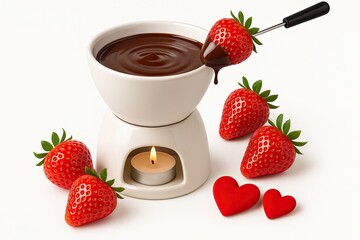 Valentine dinner illustration melting moments of sweetness as chocolate-dipped strawberries create a romantic treat filled with warmth and love