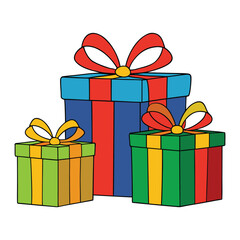 Gift boxes stacked with festive ribbons, vibrant colors, and sparkling patterns, creating a cheerful holiday mood and adding excitement to any celebration.
