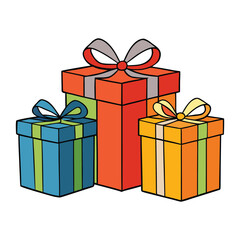 Gift boxes stacked with festive ribbons, vibrant colors, and sparkling patterns, creating a cheerful holiday mood and adding excitement to any celebration.
