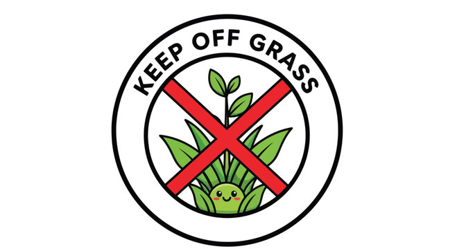 Keep Off The Grass Sign Illustrating Nature Protection And Environment Conservation