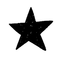 Hand drawn star. Cute sketch with chalk texture. Doodle sticker featuring sparkle and twinkle elements in crayon style.
