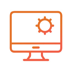 a flat gradient outline icon of a desktop settings for web and graphic design