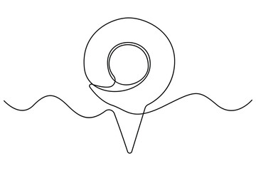 Obraz premium Continuous one line drawing of a map pin location icon in simple minimalist outline style 