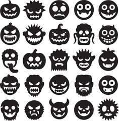 Halloween Pumpkin Faces Silhouettes Collection