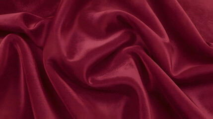 Obraz premium Deep burgundy red velvet fabric texture background, soft luxury textile surface, elegant upholstery material, macro detail