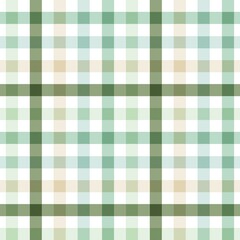Seamless Green and Beige Gingham Pattern, Checkered Plaid Background Texture Vector