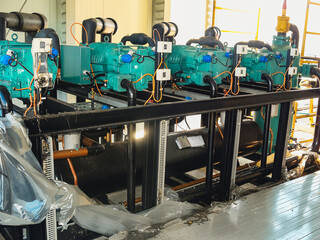 Industrial refrigeration system with multiple compressors and piping