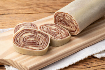 Bolo de rolo, typical brazilian northeast roll cake filled with guava cream
