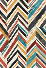 Fototapeta premium Striking diagonal lines in a vivid mix of colors form an engaging herringbone pattern. The bold interplay invites viewers to explore rhythm and energy in design Generative AI