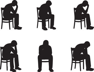 set of 6 different pose a sed parson silhouette vector