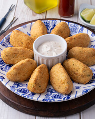 Bolinho de bacalhau or codfish balls, typical portuguese snack