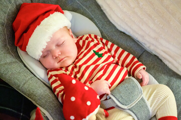 Baby boy with Santa hat