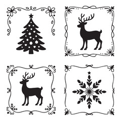 Holiday Greeting Card Silhouettes and Borders