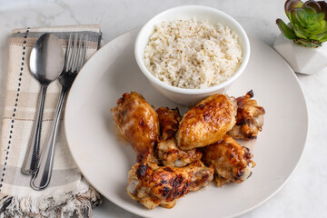 barbecue chicken  with  white rice