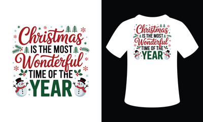 Festive christmas t shirt design with holiday elements and text