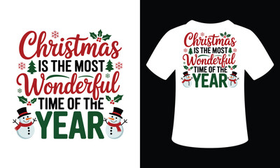 Festive christmas t shirt design with holiday elements and text