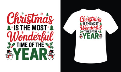 Festive christmas t shirt design with holiday elements and text