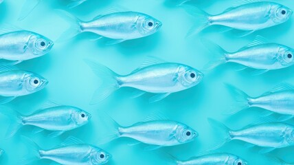 Naklejka premium Glass fish in crystal-clear ocean, transparent and reflective details, 3D illustration