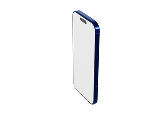 A stylish blue smartphone mockup isolated on a clean white backdrop, perfect for app designs, web UI, and tech