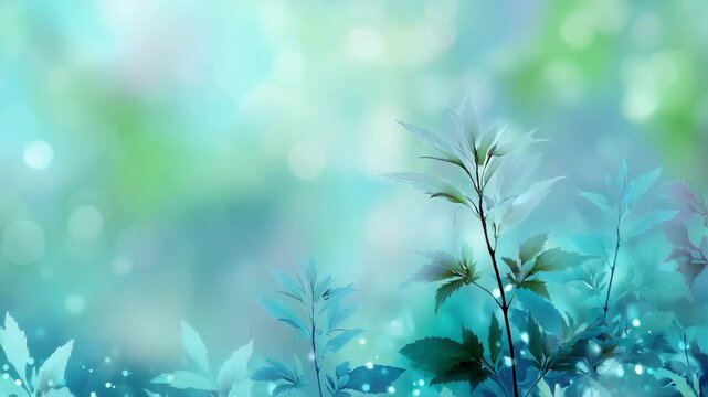 summer and spring template herbal background In gently blue And light green blurred tones