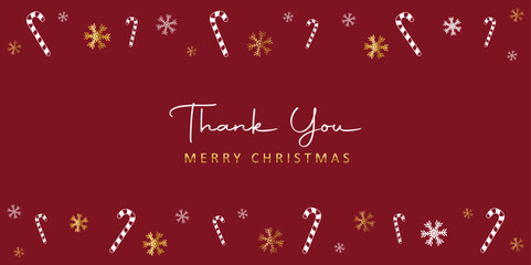 Naklejka premium red christmas greeting card with snow flakes and candy cane vector illustration