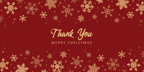 thank you christmas greeting card with decorative snowflake border vector illustration