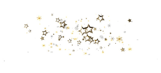 Festive background featuring golden and silver stars and confetti. Ideal for Christmas, holiday, or celebration designs.  Perfect for adding a t