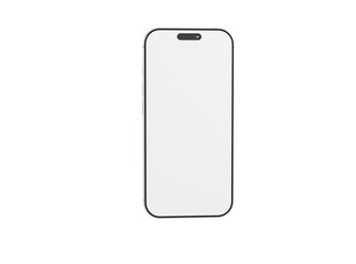 Blank smartphone mockup with a white screen isolated on a white background, ideal for app presentations and mob