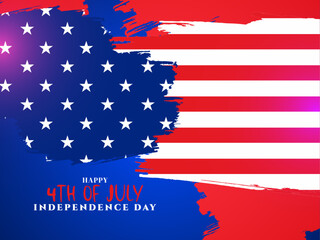 Fourth of July USA Flag Background . American Independence Day Patriotic Brush Stroke Design